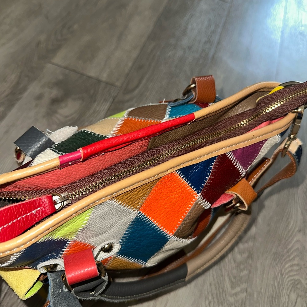 PW Colorful Patchwork Leather Boho Crossbody Bag … - image 7